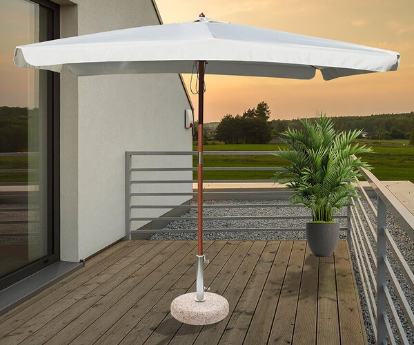 Ombrellone da Giardino 3x2 m Palo Ø48 mm in Legno e Poliestere Ecrù