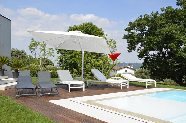 Ombrellone da Giardino Decentrato 3x3m in Alluminio Telo in Poliestere Mosini Jazz Bianco