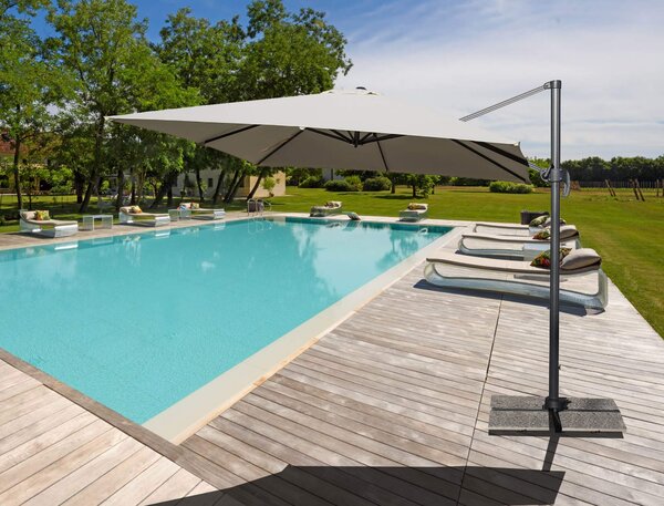 Ombrellone da Giardino Decentrato 4x3m in Alluminio e Poliestere Ecrù
