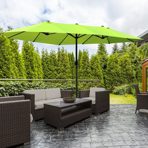 Ombrellone da Giardino Doppio 460x270x240 cm in Acciaio e Poliestere Verde