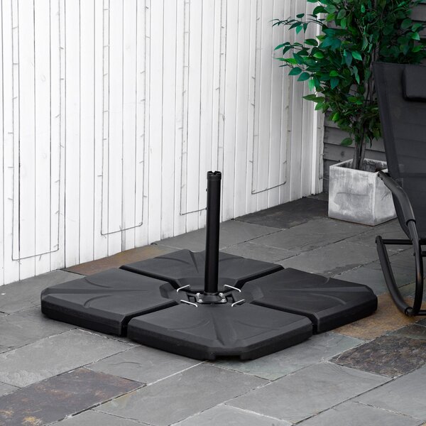 Base per Ombrellone da Giardino 4 Pezzi in Plastica Riempibili con Acqua e Sabbia Nero