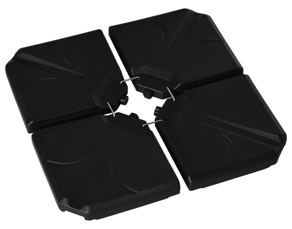 Base per Ombrellone da Giardino 4 Pezzi in Plastica Riempibili con Acqua e Sabbia Nero