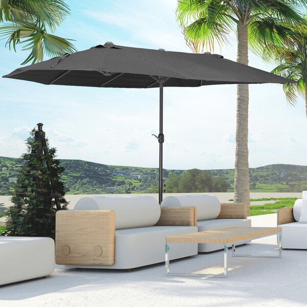 Ombrellone da Giardino Doppio 460x270x240 cm in Acciaio e Poliestere Nero