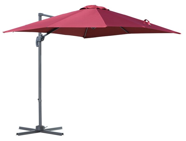 Ombrellone da Giardino Decentrato 2,45x2,45m con Rotazione 360° Rosso Scuro