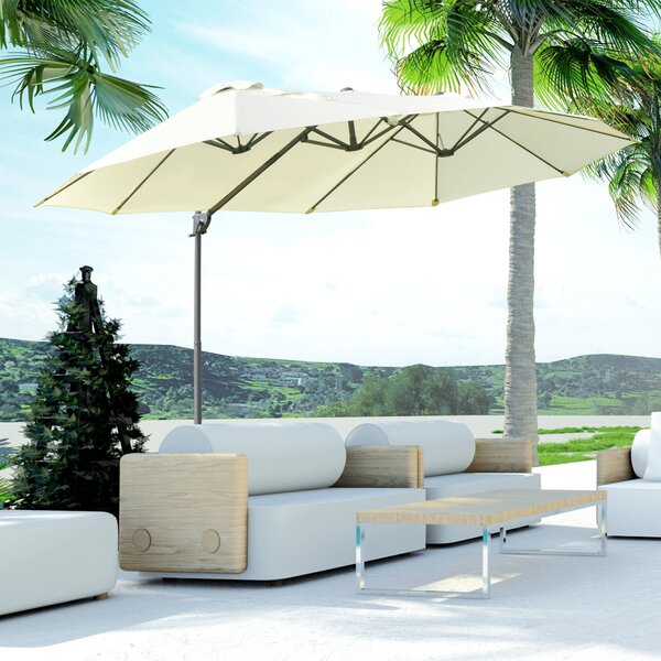 Ombrellone da Giardino Doppio 440x270x250 cm in Poliestere Beige