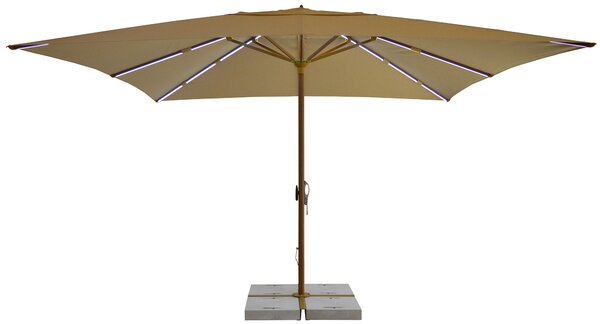 Ombrellone da Giardino con LED 4x4m in Alluminio Palo Ø60 mm Telo in Poliestere Brera Ecrù