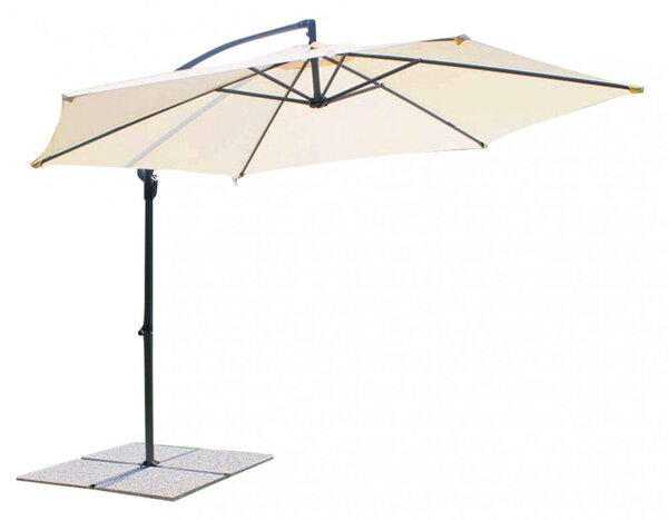 Ombrellone da Giardino Eris Decentrato Ø3 m in Acciaio Nero Telo Beige