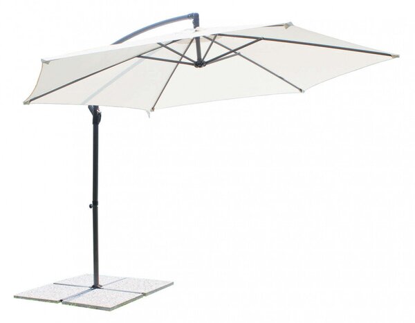 Ombrellone da Giardino Eris Decentrato Ø3 m in Acciaio Nero Telo Bianco