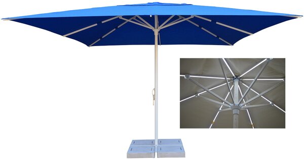 Ombrellone da Giardino con LED 4x4m in Alluminio Palo Ø60 mm Telo in Poliestere Brera Blu