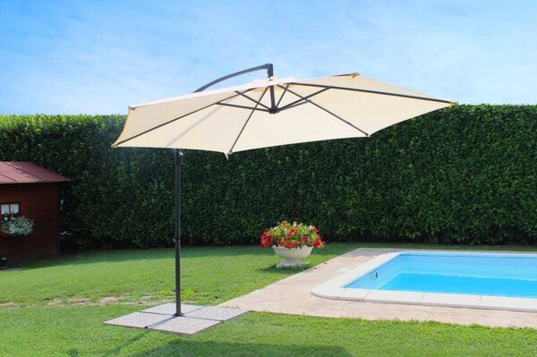 Ombrellone da Giardino Eris Decentrato Ø3 m in Acciaio Nero Telo Beige