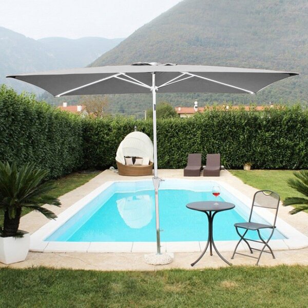 Ombrellone da Giardino 2x3 m Palo Ø48 mm Poly Eco in Acciaio Telo Grigio
