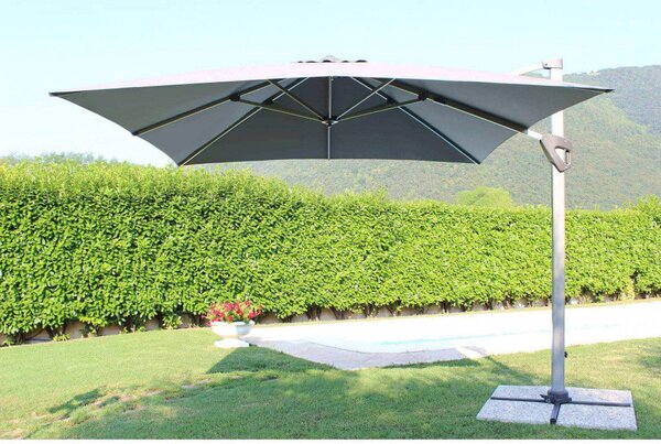 Ombrellone da Giardino Darwin Grigio Decentrato 3x4 m in Alluminio Telo Grigio