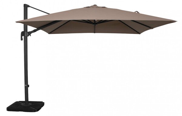 Ombrellone da Giardino Nettuno Lux Decentrato 3x3 m in Alluminio Nero Telo Tortora