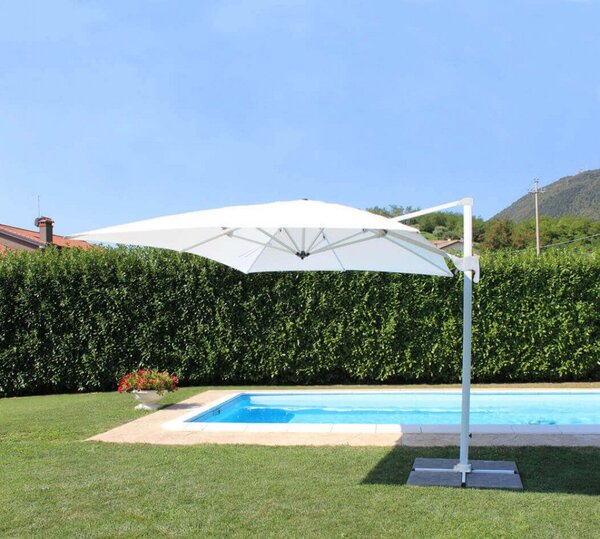 Ombrellone da Giardino Saturno Decentrato 3x3 m in Alluminio blu Telo Bianco