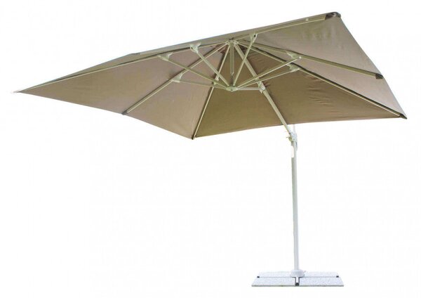 Ombrellone da Giardino Saturno Decentrato 3x3 m in Alluminio Azzurro Telo Tortora