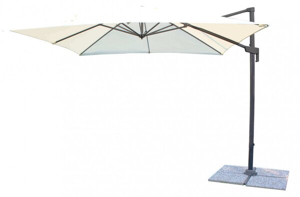 Ombrellone da Giardino Newton Decentrato 2x3 m in Alluminio Nero Telo Ecrù