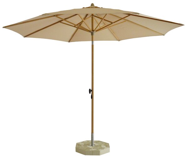 Ombrellone da Giardino Ø3 m Palo Ø40 mm in Alluminio Legno Rovere Telo in Poliestere Ecrù
