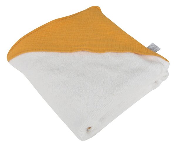 Asciugamano in mussola gialla con cappuccio 75x75 cm - Bébé Douceur
