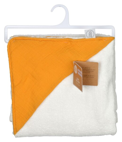 Asciugamano in mussola gialla con cappuccio 75x75 cm - Bébé Douceur