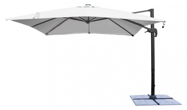 Ombrellone da Giardino con Led Pitagora 3x4 m in Alluminio Antracite Telo Grigio