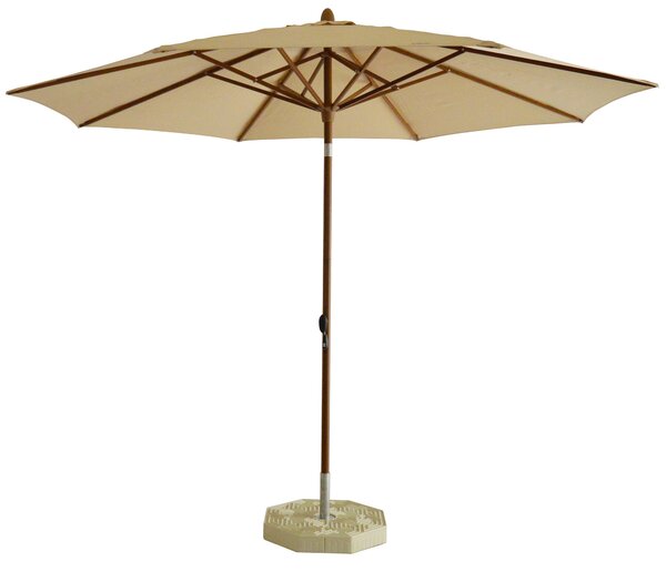 Ombrellone da Giardino Ø3 m Palo Ø40 mm in Alluminio Legno Noce Telo in Poliestere Ecrù