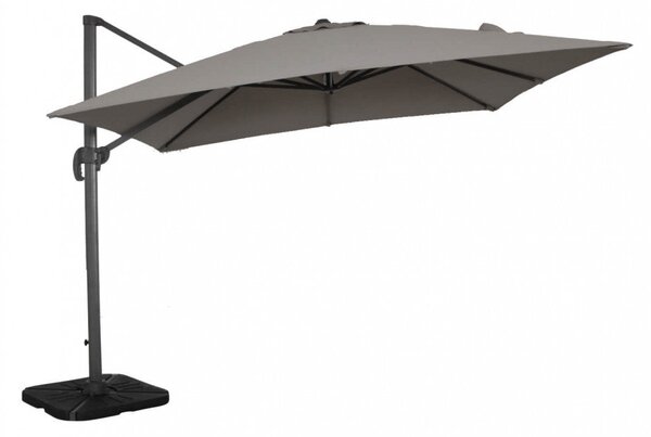 Ombrellone da Giardino Saturno Decentrato 3x3m in Alluminio Bianco Telo Grigio