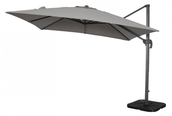 Ombrellone da Giardino Saturno Decentrato 3x4m in Alluminio Antracite Telo Grigio