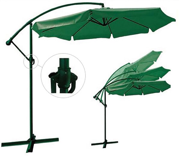 Ombrellone da Giardino Decentrato Rotondo Ø3 m Struttura Acciaio Bauer Verde