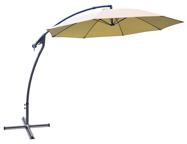 Ombrellone Decentrato Ø 300 Cm Struttura in Acciaio da Giardino per Arredo Esterno Beige