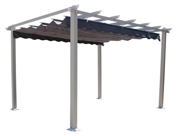 Pergola da Giardino 3x3m in Alluminio Tortora Telo Grigio
