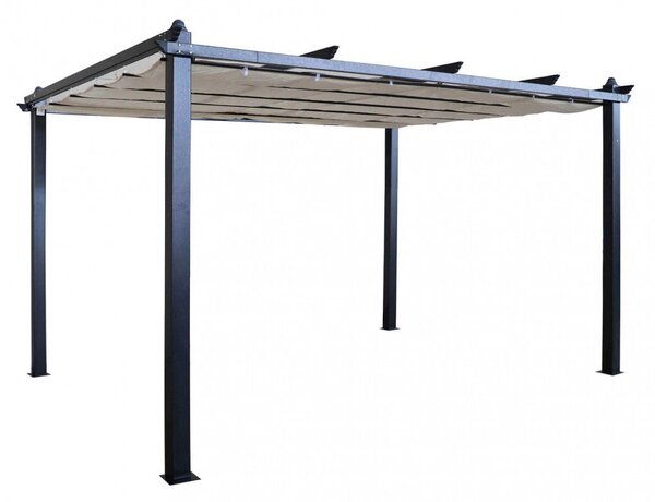 Pergola da Giardino 3x4 m in Alluminio Antracite Telo Beige