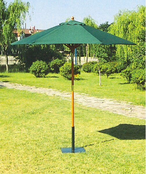 Ombrellone da Giardino Ø 2,5 m Palo Ø38 mm Rotondo Struttura in Legno Bauer Verde
