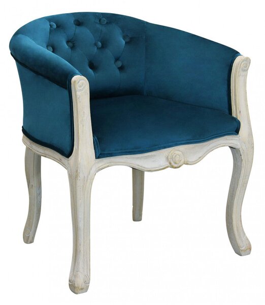 Poltrona Coreen in Velluto Blu 61x61x71 h cm in Legno Blu