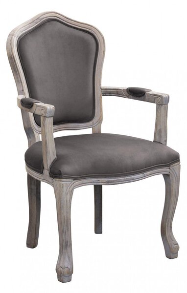 Poltrona Charlene in Velluto Taupe 55x51x100 h cm in Legno Tortora