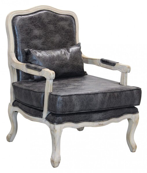 Poltrona Christy in Ecopelle Vintage Grigio 64x72x92 h cm in Legno Grigio scuro