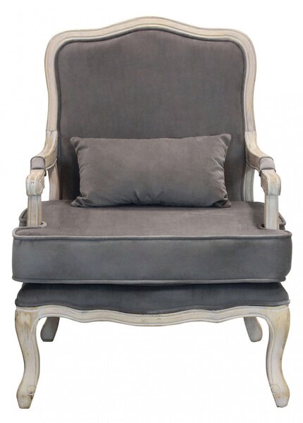 Poltrona Christy in Velluto Taupe 64x72x92 h cm in Legno Tortora