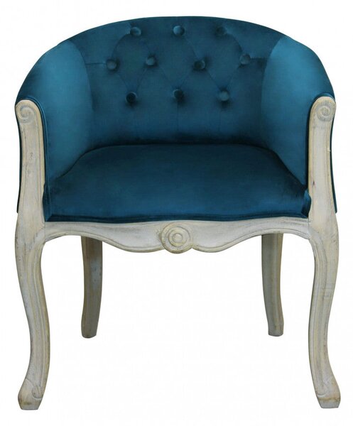 Poltrona Coreen in Velluto Blu 61x61x71 h cm in Legno Blu
