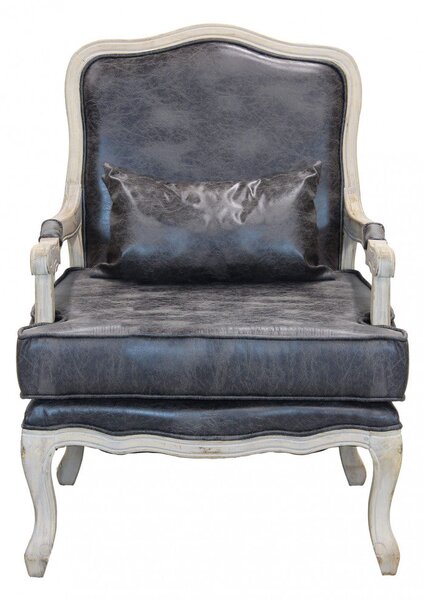 Poltrona Christy in Ecopelle Vintage Grigio 64x72x92 h cm in Legno Grigio scuro