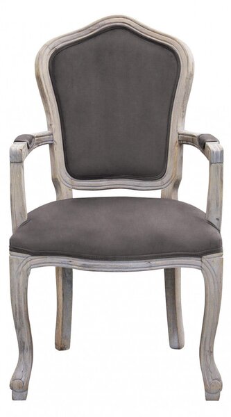 Poltrona Charlene in Velluto Taupe 55x51x100 h cm in Legno Tortora