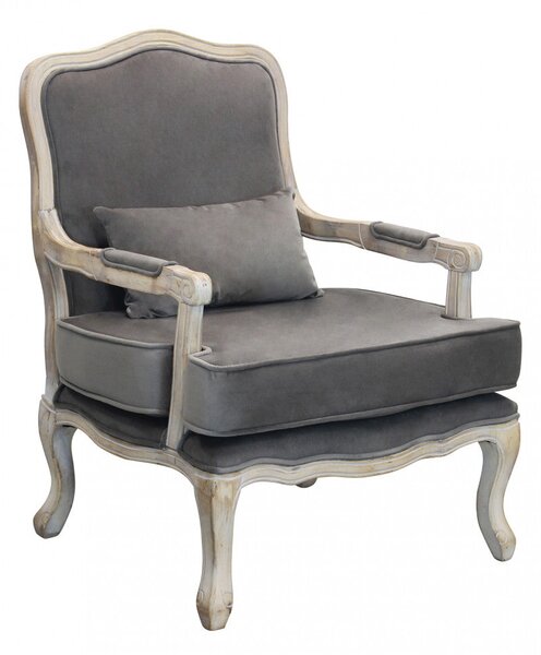 Poltrona Christy in Velluto Taupe 64x72x92 h cm in Legno Tortora