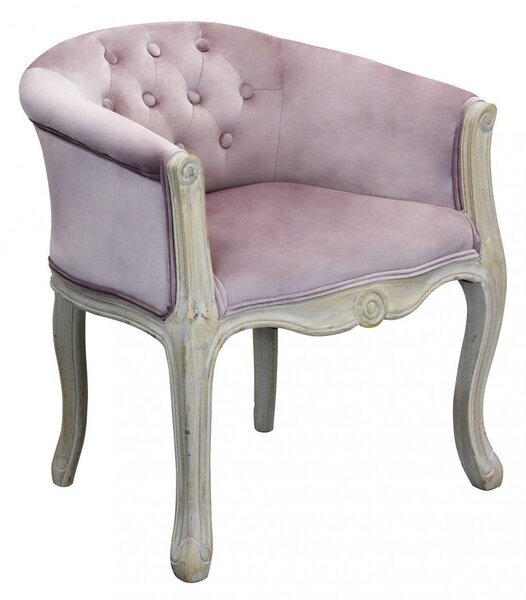 Poltrona Coreen in Velluto Rosa 61x61x71 h cm in Legno Rosa