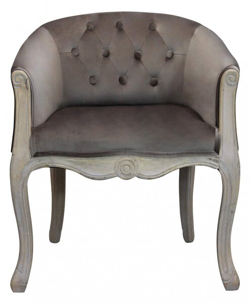 Poltrona Coreen in Velluto Taupe 61x61x71 h cm in Legno Tortora