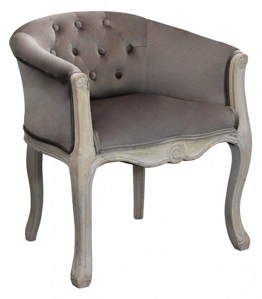 Poltrona Coreen in Velluto Taupe 61x61x71 h cm in Legno Tortora