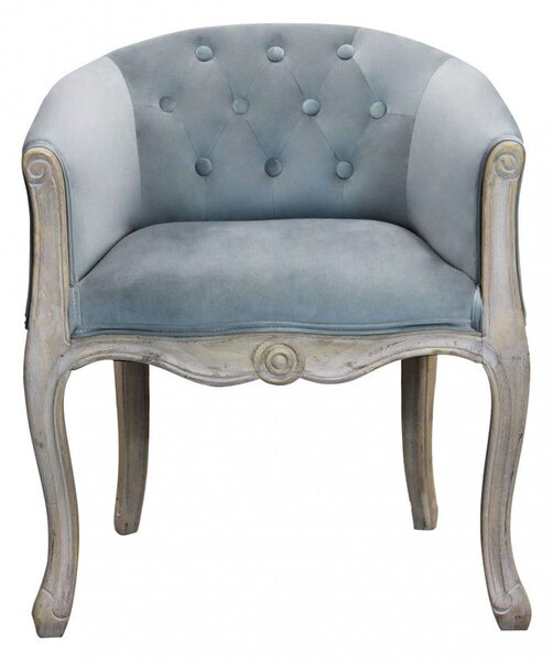 Poltrona Coreen in Velluto Grigio 61x61x71 h cm in Legno Grigio