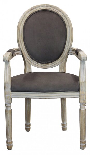 Poltrona Constance in Velluto Taupe 55x46x96 h cm in Legno Tortora