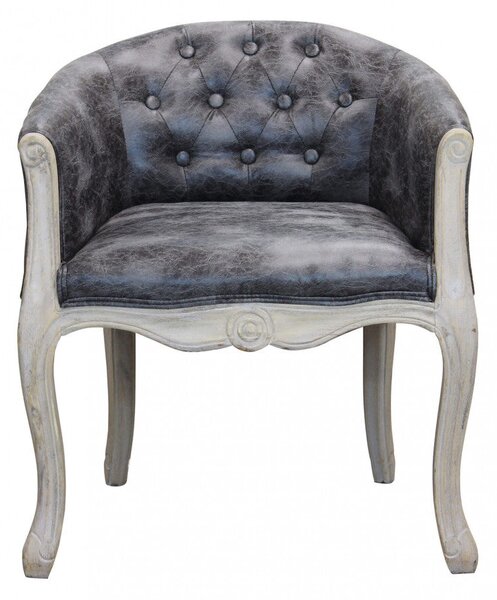 Poltrona Coreen in Ecopelle Vintage Grigio 61x61x71 h cm in Legno Grigio