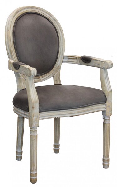 Poltrona Constance in Velluto Taupe 55x46x96 h cm in Legno Tortora