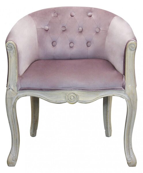 Poltrona Coreen in Velluto Rosa 61x61x71 h cm in Legno Rosa
