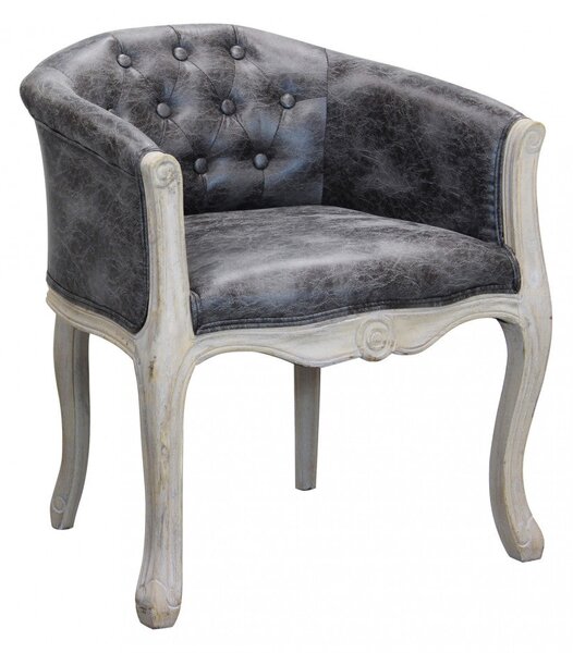 Poltrona Coreen in Ecopelle Vintage Grigio 61x61x71 h cm in Legno Grigio