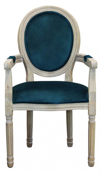 Poltrona Constance in Velluto Blu 55x46x96 h cm in Legno Blu